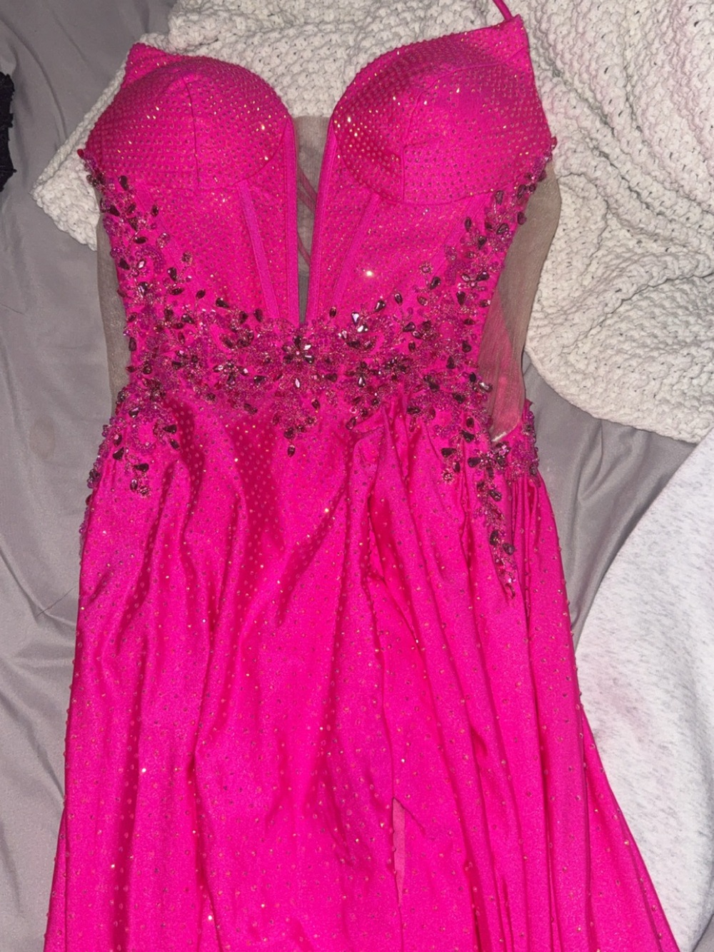 Hot pink Sherri hill prom dress